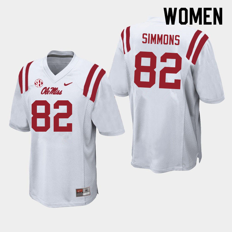 Women #82 Larry Simmons Ole Miss Rebels College Football Jerseys Sale-White - Click Image to Close